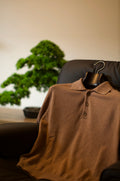 Brown Long Sleeve Lambswool Polo Shirt