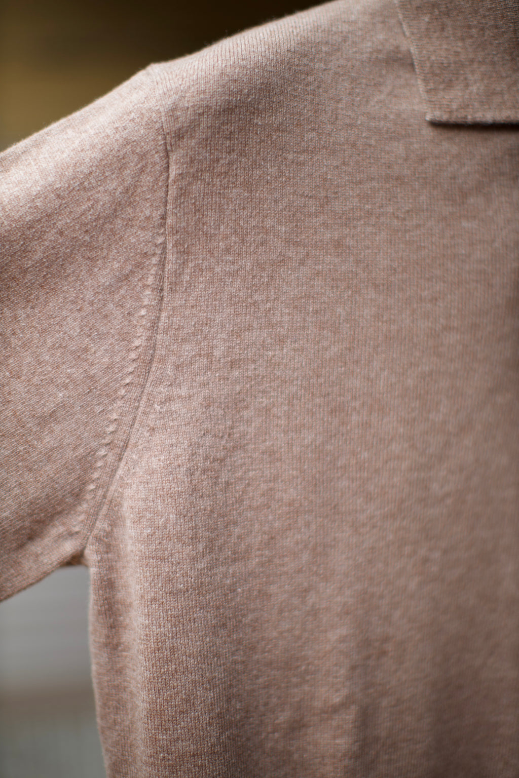 Brown Long Sleeve Lambswool Polo Shirt
