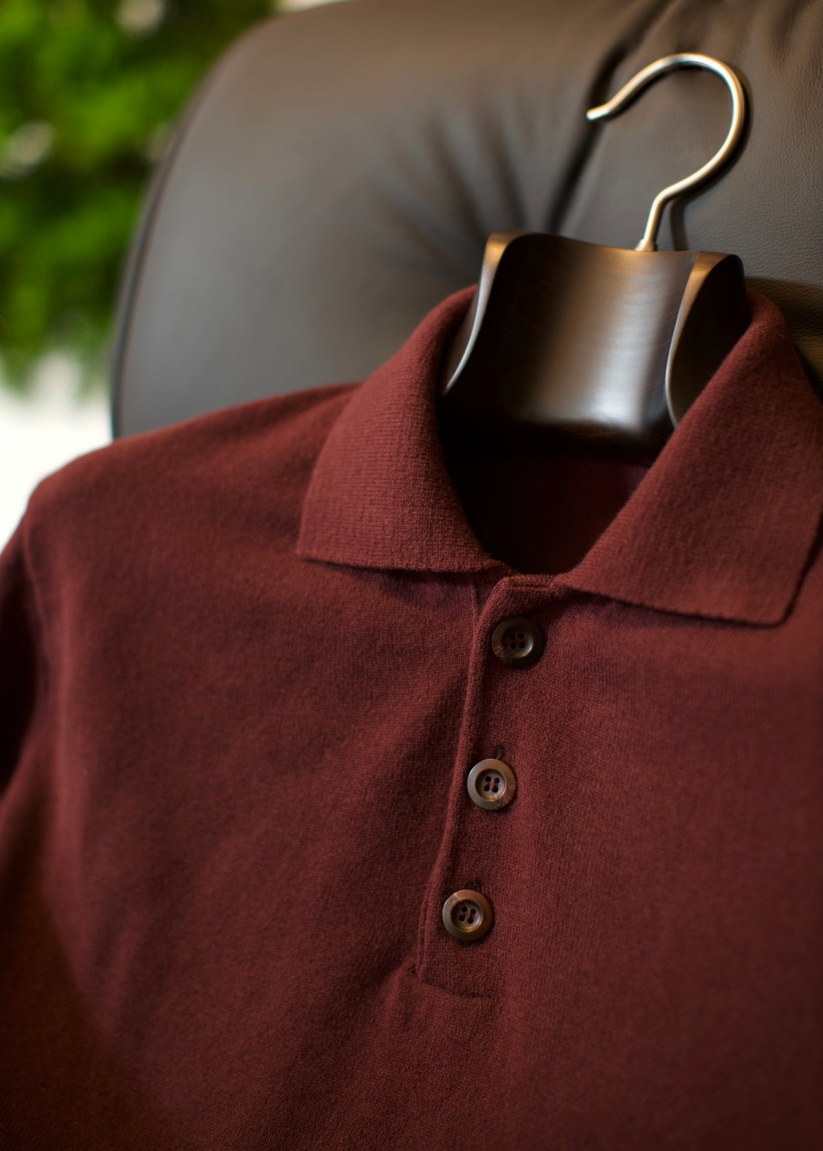 Burgundy Long Sleeve Lambswool Polo Shirt