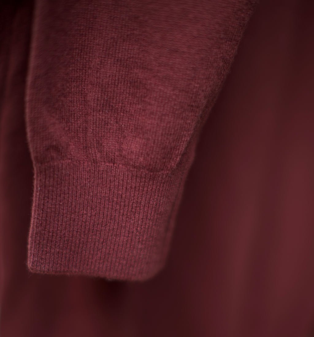 Burgundy Long Sleeve Lambswool Polo Shirt