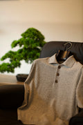 Gray Long Sleeve Lambswool Polo Shirt