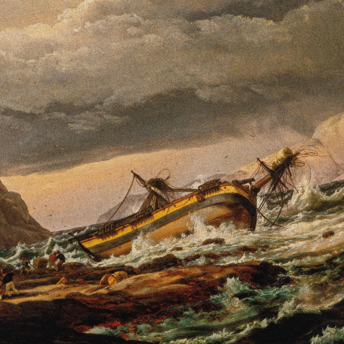 Fine Art Pocket Square - Shipwreck on the Coast of Norway