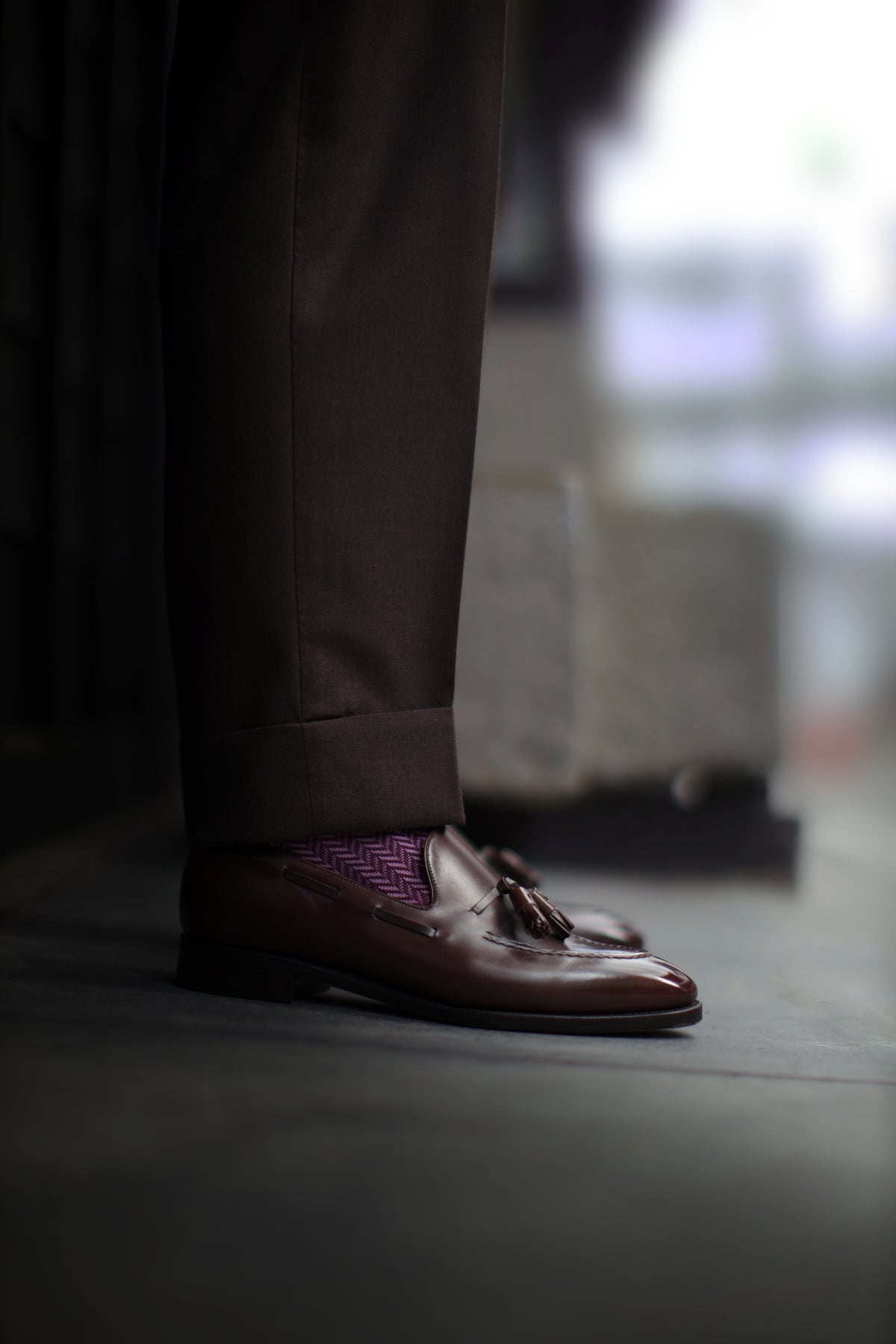 Burgundy Herringbone Socks