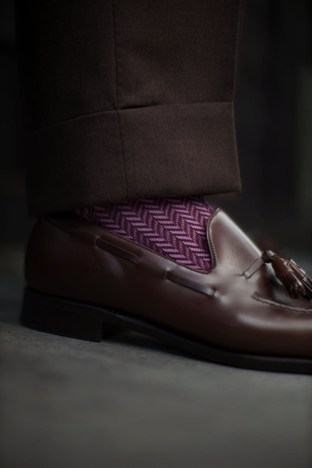 Burgundy Herringbone Socks