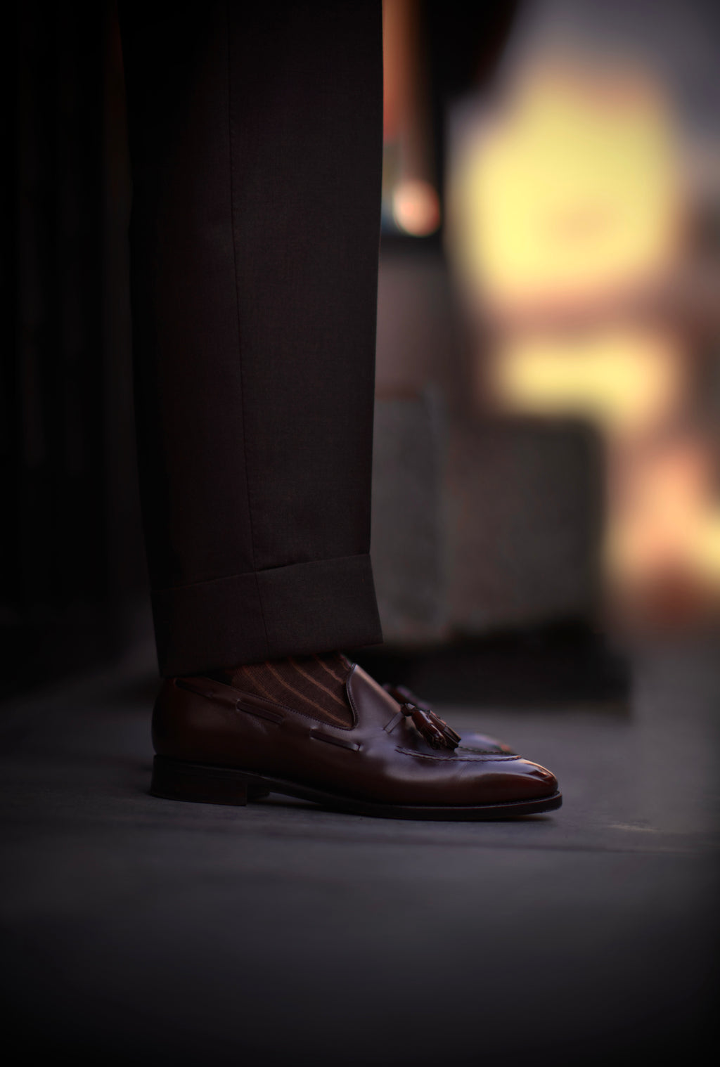 Brown Reversible Stripe Socks
