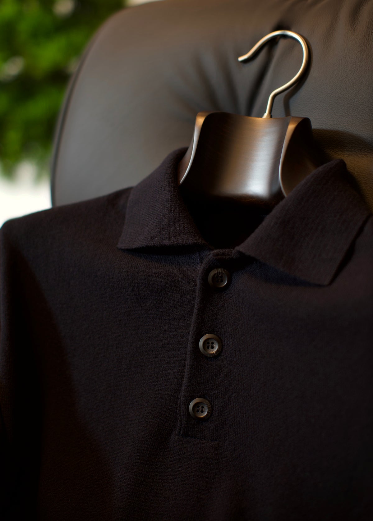 Navy Long Sleeve Lambswool Polo Shirt