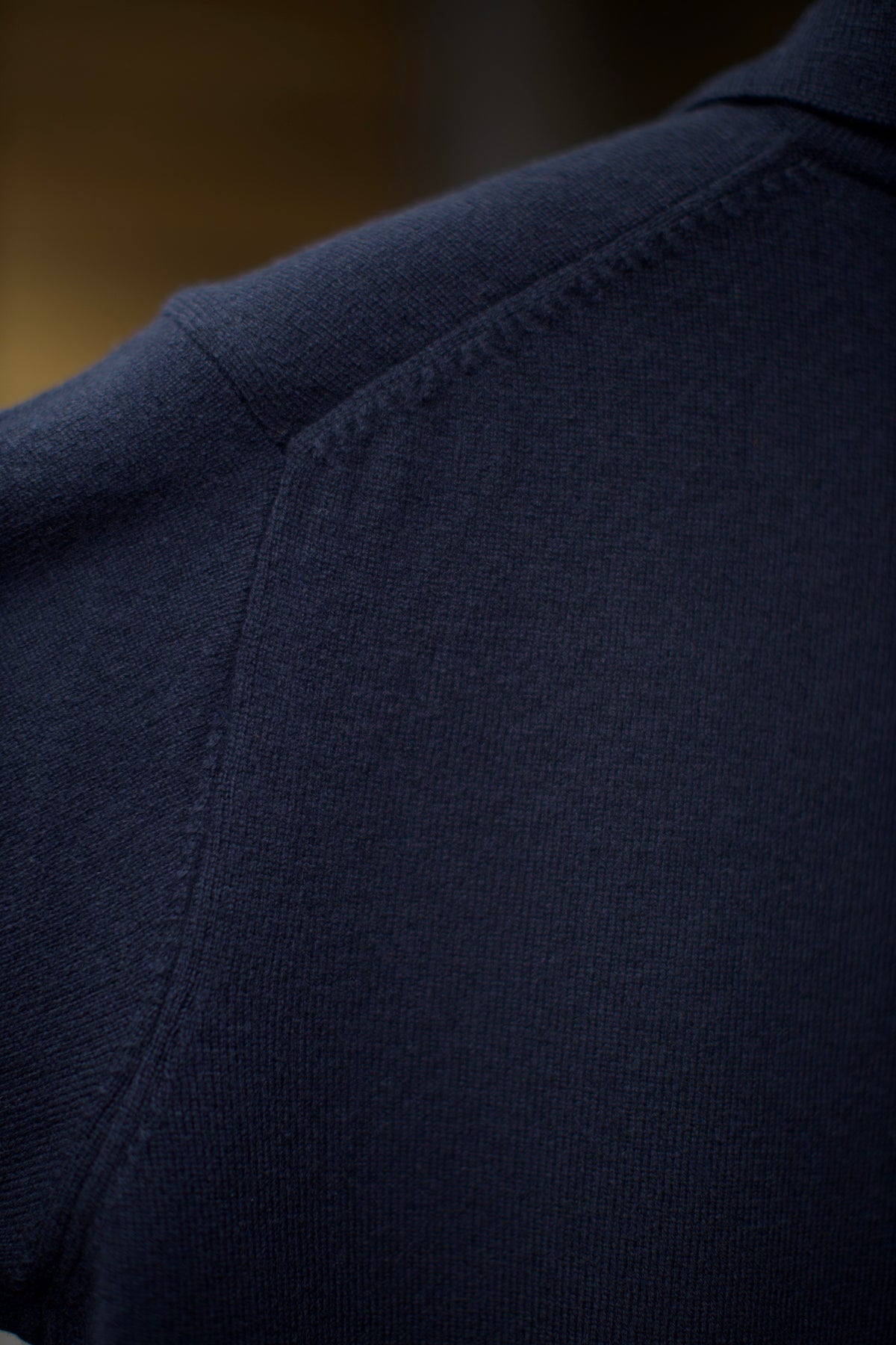 Navy Long Sleeve Lambswool Polo Shirt